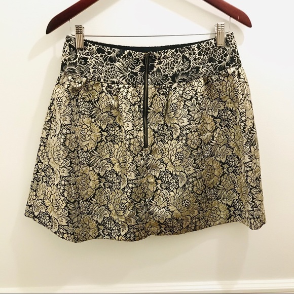 Kimchi Blue Metallic Gold Brocade Skirt 10 black full mini Urban Outfitters - Picture 3 of 10